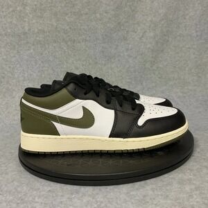 Air Jordan 1 Low Black Toe Medium Olive Grade School 553560-092 Size 6.5